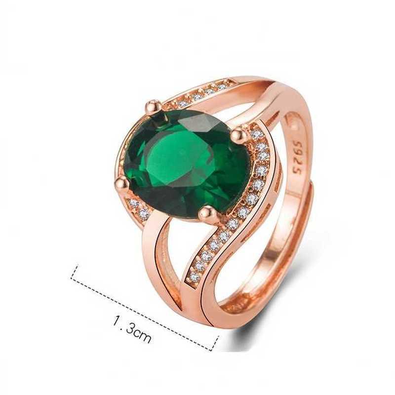 Sace Gems Pierścionek ze stopu miedzi z zieloną cyrkonią. Damski prezent ślubny