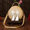 Chinese Style National Style Bag For Women  Versatile Niche Embroidered Messenger Bag Portable High-Capacity Round Bag