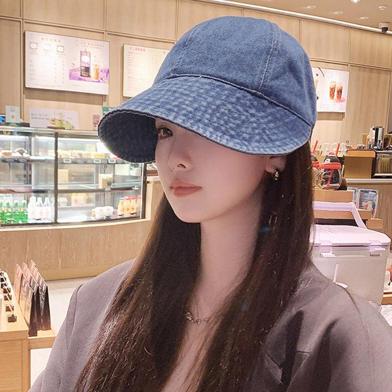 Retro Washed Denim Sun Hats For Women Fashion Wide Brim Adjustable Baseball Caps Casual Outdoor Sun Visors Hat