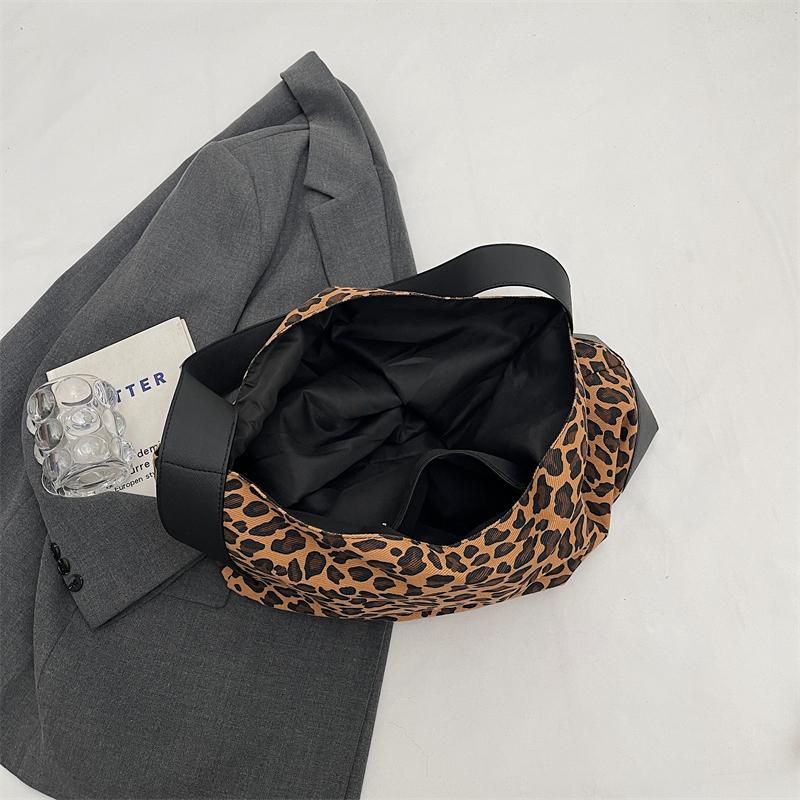 Leopard Print Large Capacity Tote Bag Women's Vintage Canvas Shoulder Crossbody Bag