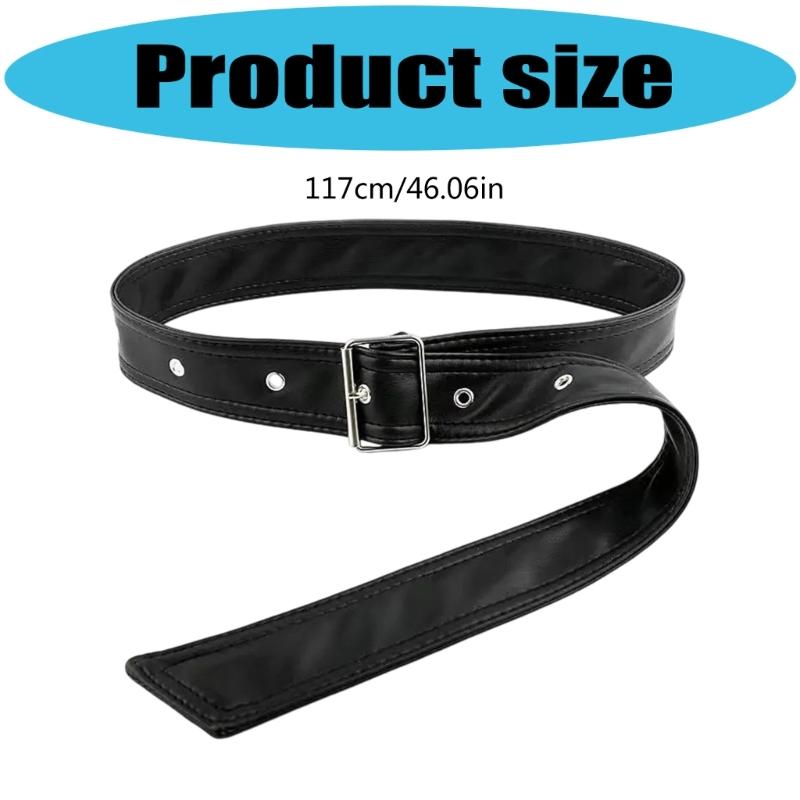 Fashion Black PU Belt Flexible Waist Strap With Secure Buckles Adults Teens Multi Size Comfortable Waist Belt