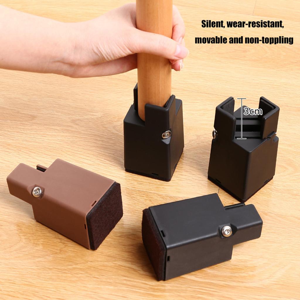 4Pcs Adjustable Furniture Chair Feet Riser with Screw Clamp Heavy Duty Chair Sofa Table Raiser Chair Foot Protection Pad