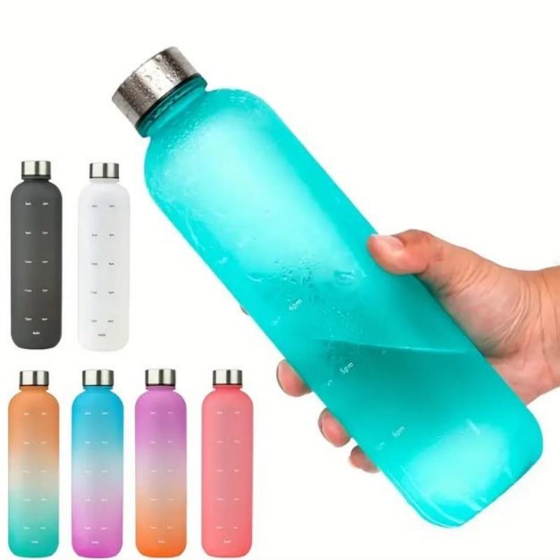 Sport-Wasserflasche mit Farbverlauf und Messskala, Auslaufsicher, Tragbar, Schmaler Hals, Verschließbar, BPA-freies PC-Material - Für Fitness