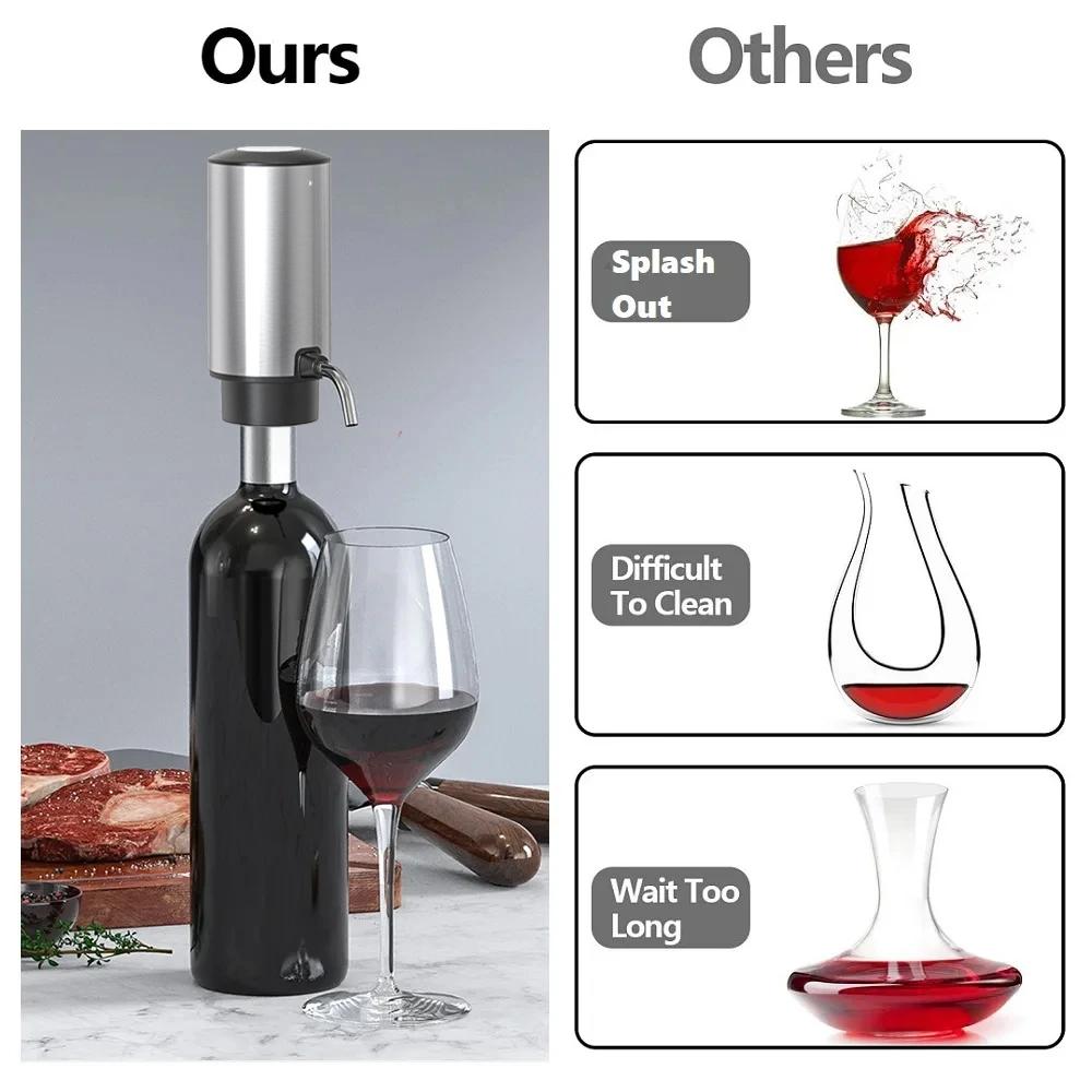 Stainless Steel Automatic Wine Decanter USB Rechargeable Electric Wine Aerator Dispenser Intelligent Wine Dispenser Party Gifts