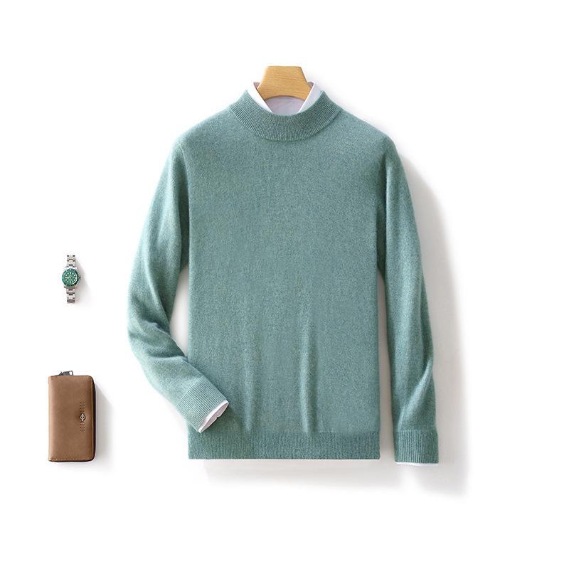 

Чистый и элегантный свитер мужской антипиллинговый высококачественный трикотажный свитер с высоким воротом приталенный свитер с длинным рукавом однотонный трендовый мужской свитер 4XL