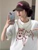 Women's Cartoon Print Heavy Cotton Loose Fit Short-Sleeve T-Shirt - Summer 2025 Collection