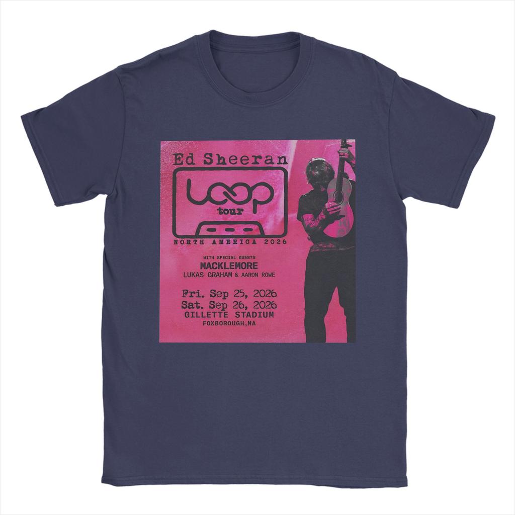 Ed Sheeran Loop Ed America Tour 2026 TShirt Summer Cool T Shirts Men Cotton O Neck Oversized Tees Short Sleeve Vintage Tshirt