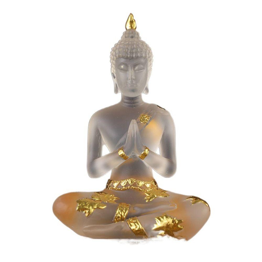 Transparent Sitting Buddha Statue Zen Gesture Thai Buddha Resin Figurine Sculpture Home Office Feng Shui Decoration Ornament