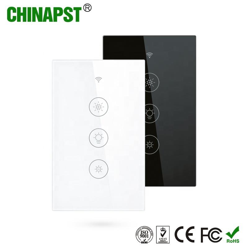 White/Black Color Tuya Smart WiFi US Dimmer Wall Touch Switch with RF 433Mhz PST-WS-US-D
