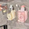 Wall-Mounted Toothbrush Holder Punch-Free Gargle Cup Storage Rack Upside Down Toothbrush Cup Set