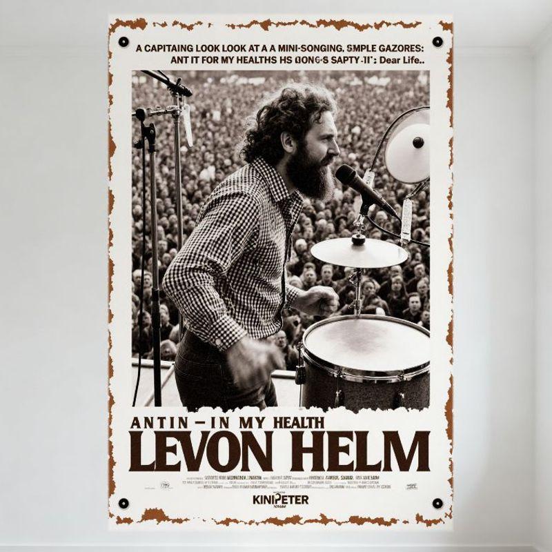 Vintage Levon Helm Black & White Drum Set Concert Tin Sign, Retro Aged Music Poster for Man Cave Bar Home Wall Decor