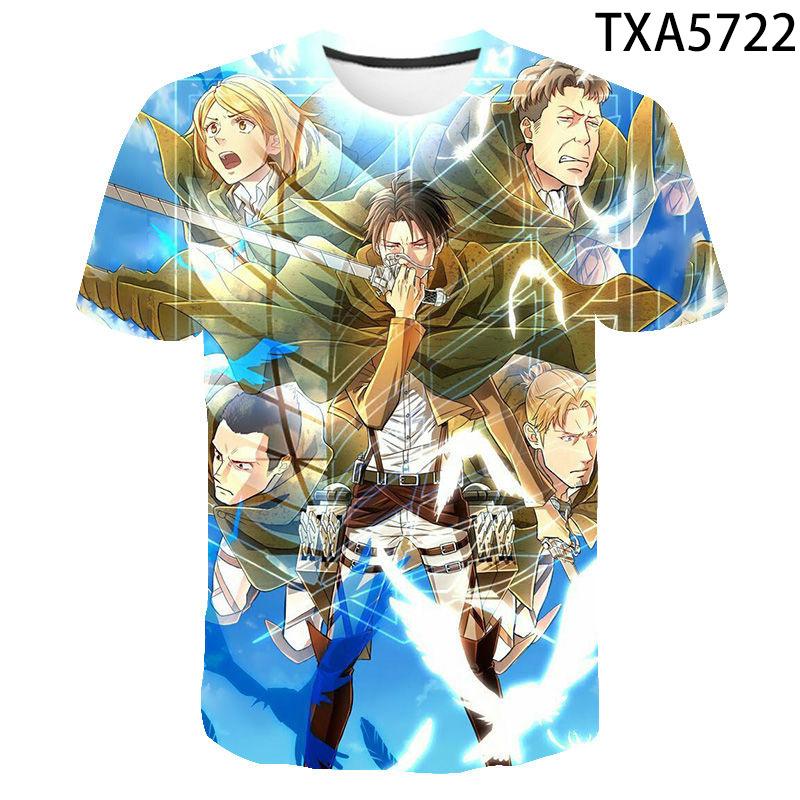 Attack On Titan Levi Ackerman 3D Print T-Shirt, High Quality Polyester Short Sleeve, Fashion Streetwear Casual Daily Wear
