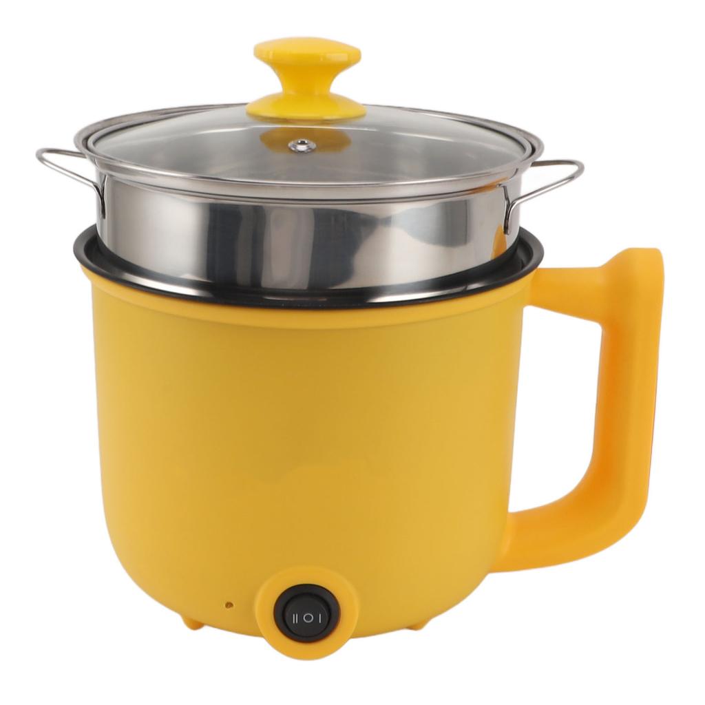 Electric Noodle Cooker Yellow 1.8L 2 Speed Adjustment 600W Automatic Power Off Anti Stick with