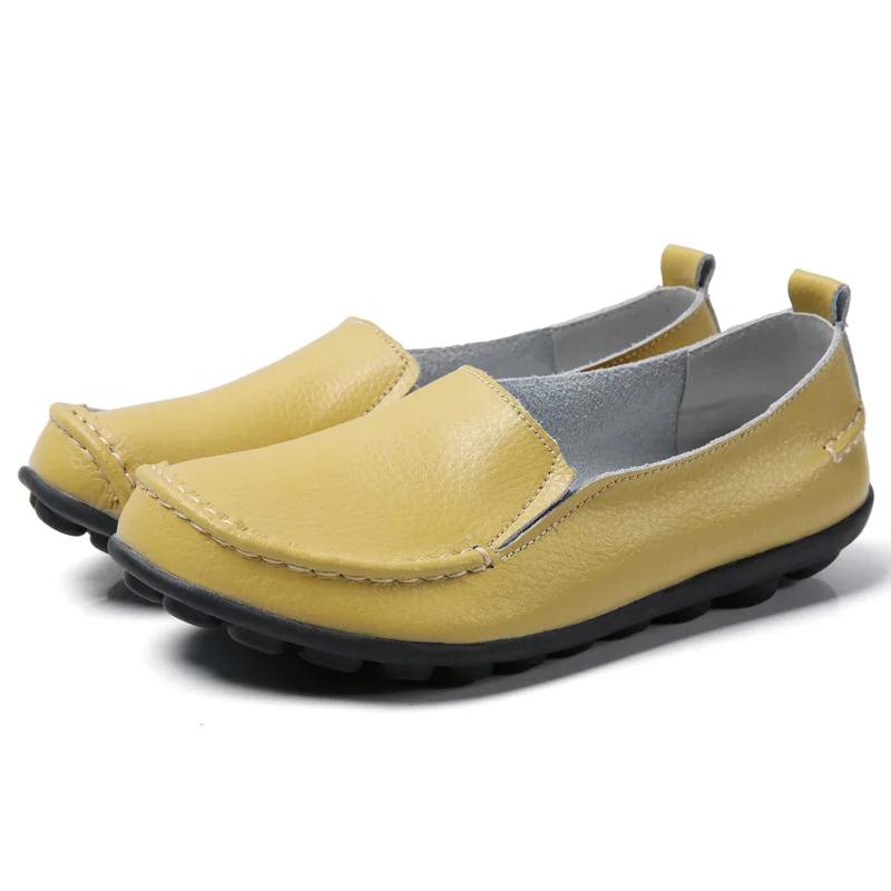 Fashion Women Flats Genuine Leather Fashion Footwear Women Shoe Moccasins Shoes Women Slip On Flat Shoes Soft Plus Size Tenis Feminino