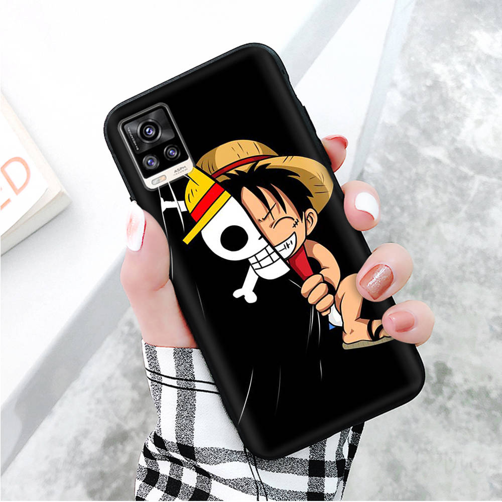 Czarne etui dla Xiaomi Redmi 13C Note 9 iPhone XR 7 8 14 15 11 12 13 X XS Pro Max Samsung A25 S23 S24 FE Ultra Plus One Piece Luffy