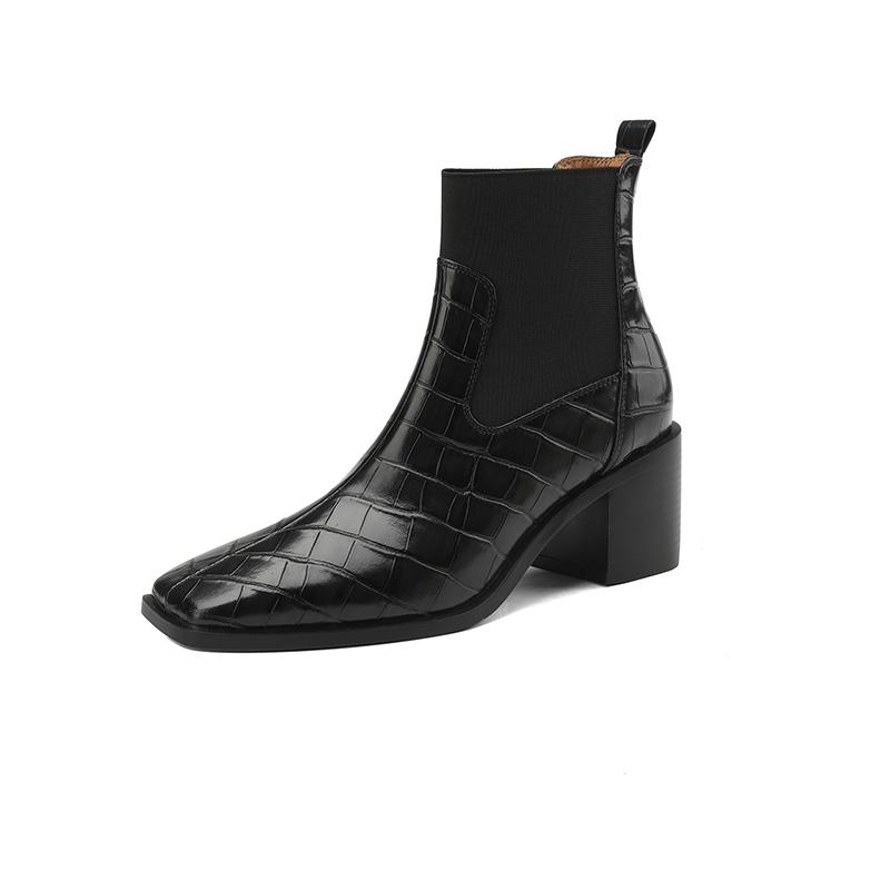 

Мода 2024 Новые Ботильоны из Натуральной Кожи Модные Ботинки из Натуральной Кожи Женские Классические Ботинки Челси Ботинки на Высоком Каблуке Женские Ботинки 41 чёрный