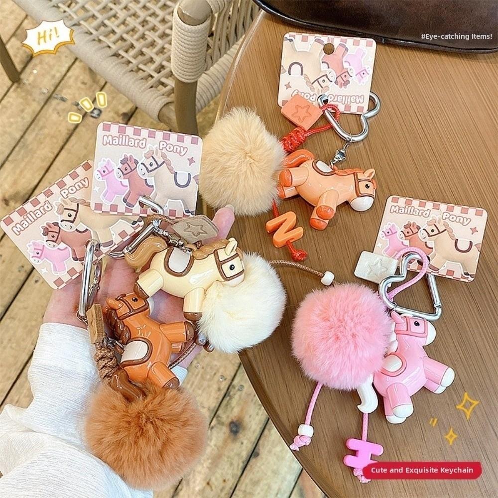 Chinese Style Horse Keychain Zodiac Mascot New Year Keyring Plush Pony Keychain  Bag Decoration