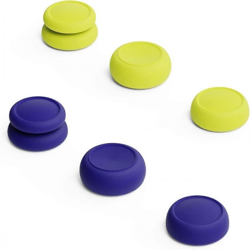 3 Pairs (6 Pieces)-Blue+Yellow, Skin Thumb Grip Set, CQC and FPS, Joystick Cap, Analog Stick Cap for Nintendo Switch Joy-Con Controller and Switch OLE