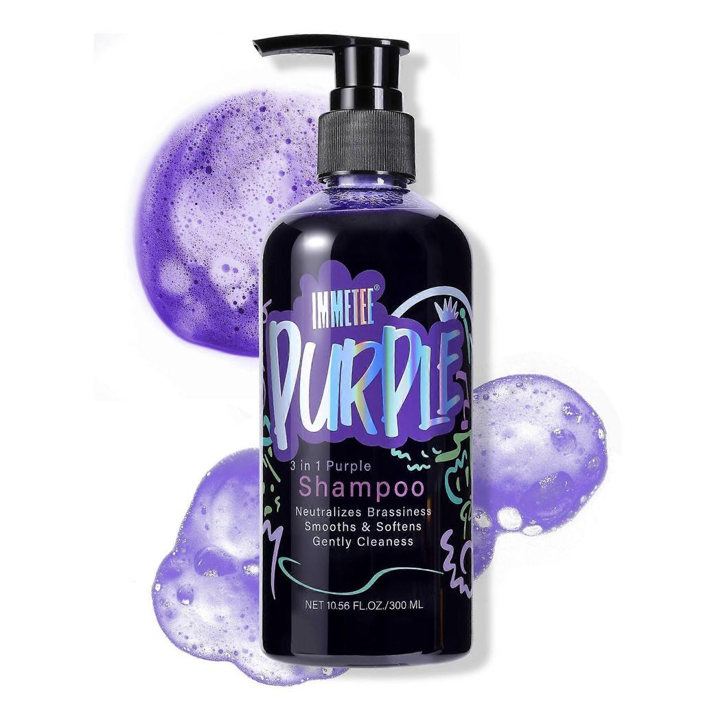 Purple Shampoo for Blondes, Purple Shampooing Blonde Hair Perfector, 3 In 1 Shampoo Neutralises Yellow Tones, Coloured or Highlighted Hair, 300ml