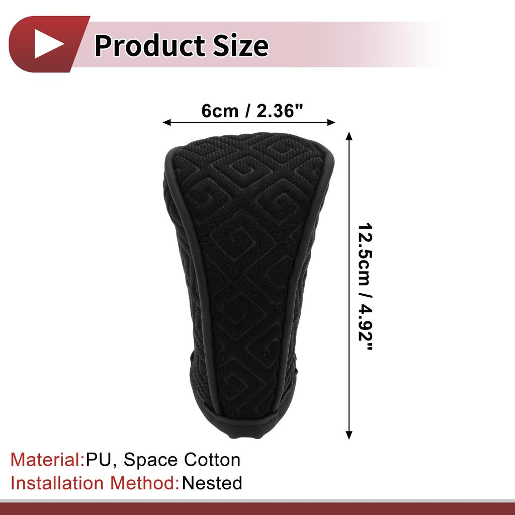 Partuto Universal Gear Shift Knob PU Space Easy Installation Cover, Black, 1pc, Cotton, Anti-Slip, Dustproof, Waterproof,
