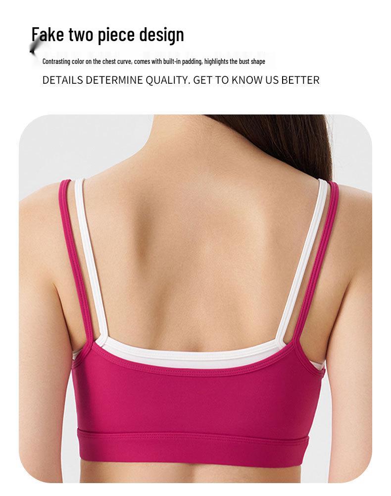 Damen Color-Block Yoga-Set: Dreiviertelhosen & BH mit dünnen Trägern