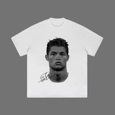 Ronaldo unisex t-shirt med stort huvud, Ronaldo vintage unisex t-shirt, fotbollströja unisex