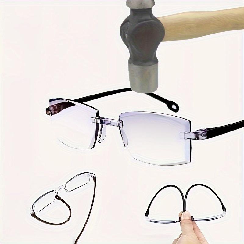 2-piece Frameless Bifocal Reading Glasses PC Lens and Frame Bifocal+1.0 To+4.0- Stylish and Comfortable Rectangular