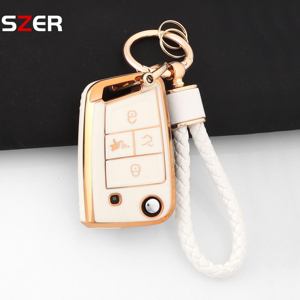 4 Buttons Tpu Car Key Case Cover Shell Fob For Volkswagen Vw Golf 7 Alltrack Mk7 Tiguan Seat Ateca Leon Ibiza Skoda Octavia