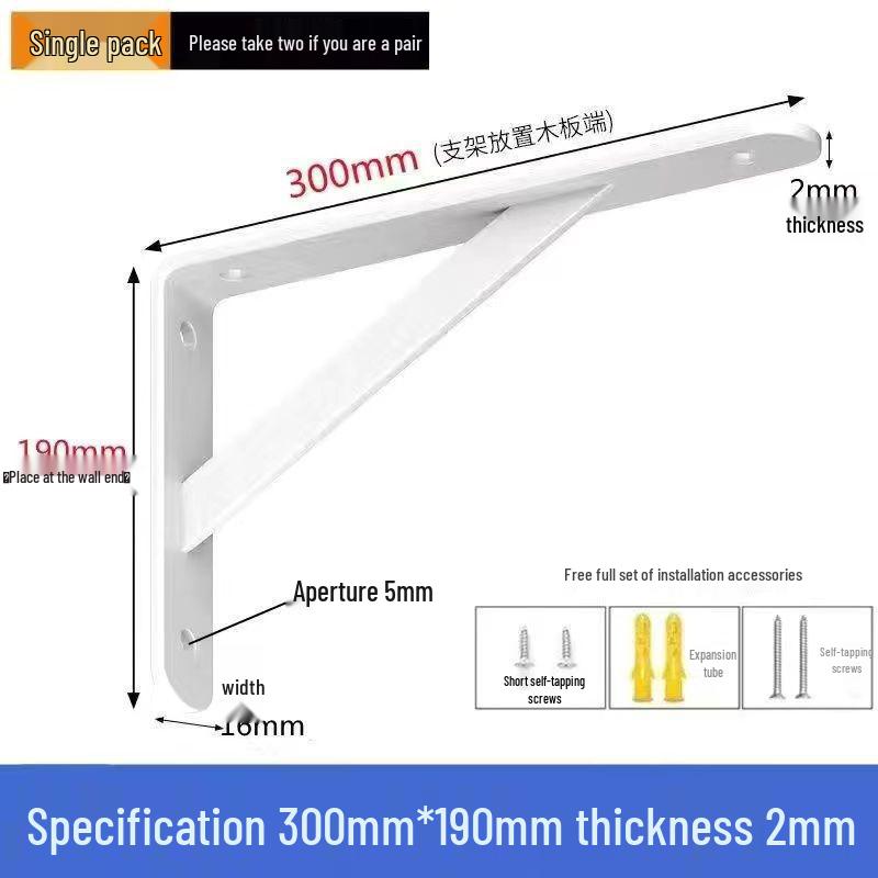 Wall-mounted Triangle Iron Bracket: Right Angle Shelf Support and Load-bearing Storage