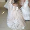 Long Sleeve Flower Girl Dresses Wedding Guest Kids Bridesmaid Bow White Ivory Lace Tulle First