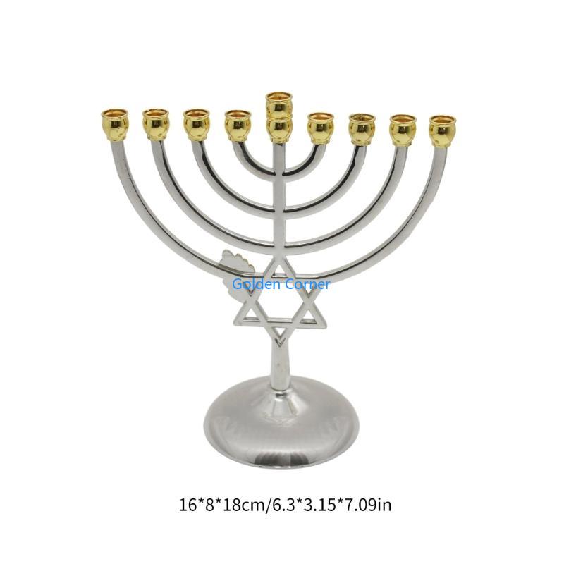 E15D Hanukkah Artistic Stand Decorative Alloy Column 9 Headed Holder