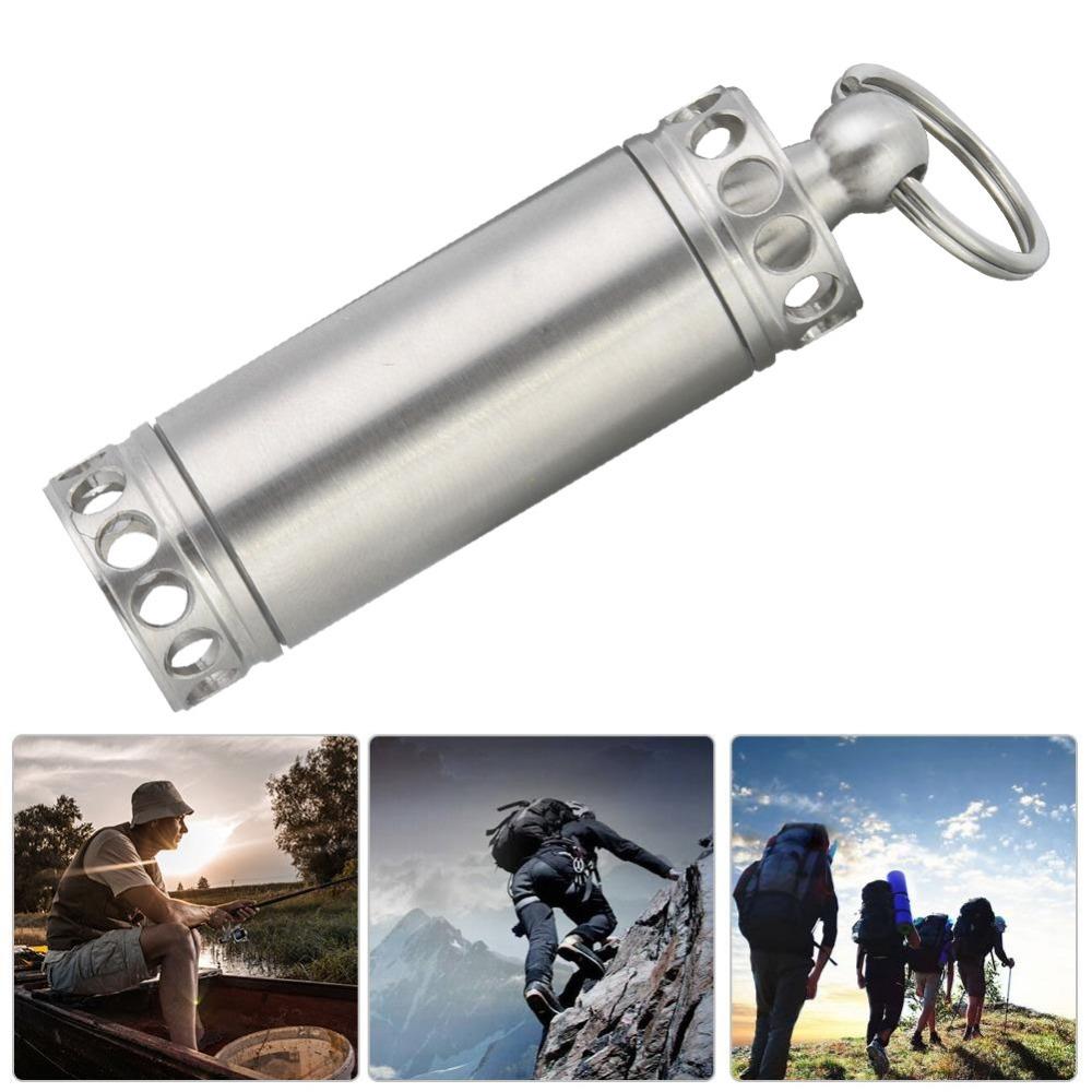 Mini Waterproof Pill Container Stainless Steel Pill Holder Keychain Container  Outdoor Camping