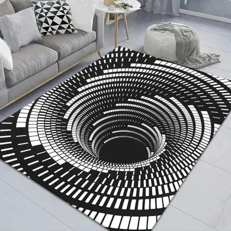 

3D Teenager Effect Vortex Illusion Carpet Entrance Living Room Bedroom Rug Geometric Optical Doormat Illusion Home Decor Mat 40X60CM