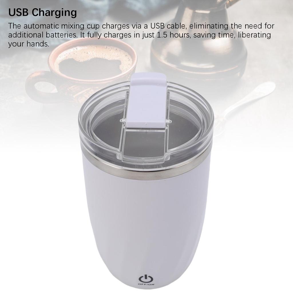 380ML Automatic Stirring Coffee Mug 304 Stainless Steel Auto Magnetic Coffee Cup Electric Mixing Mug for Home Office Gym