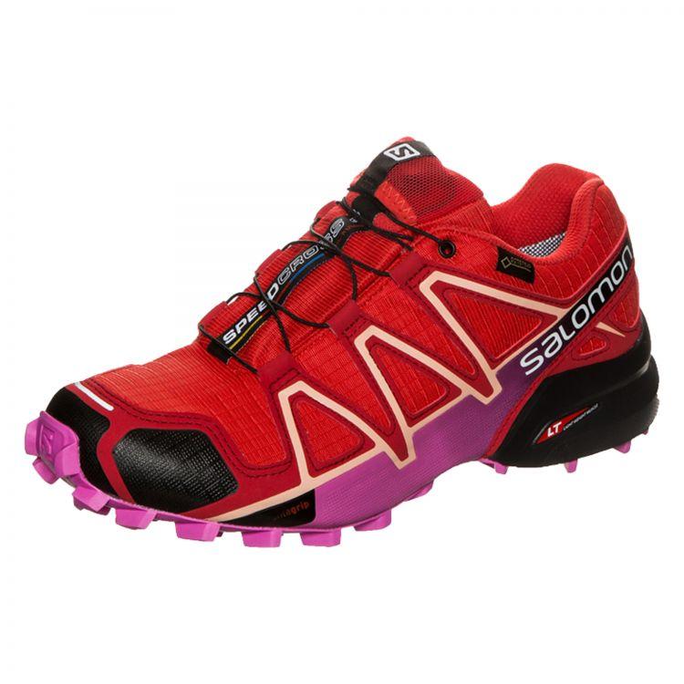 Salomon Speedcross 4 Gtx Comfortable Durable Waterproof Low Top Trail Running Shoes Women sneaker Red 394666