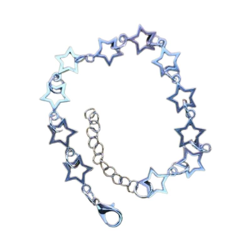 Vintage Shiny Star Pentagram Titanium Steel Bracelet for Women Sweet Aesthetic Y2k Charm Bracelet Harajuku Fashion Jewelry