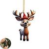 Reindeer Christmas Ornament Acrylic Elk Ornament Christmas Reindeer Ornament Set Cute Cartoon Elk Acrylic Decorations for Car