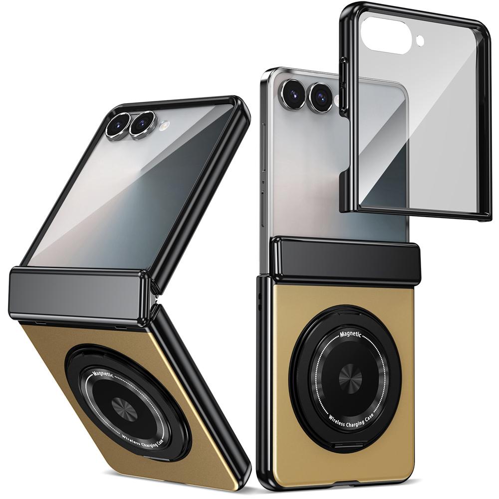 KEYSION Pouzdro s magnetickým prstenovým stojánkem otočným o 360° pro MagSafe pro Samsung Galaxy Z Flip 7 5G Kryt telefonu s pantem s ochranou displeje