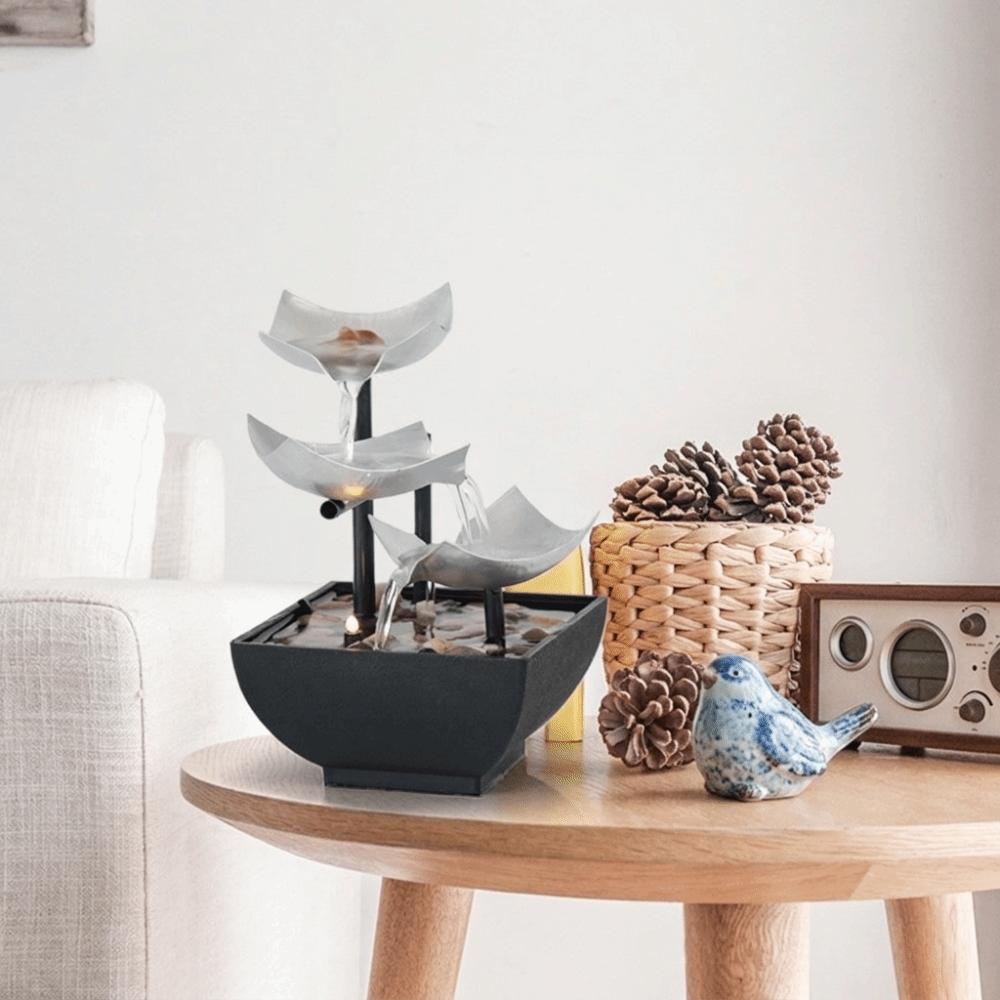 Realistic Flowing Water Fountain Relaxing Desktop Fountain Zen Style Indoor Waterfall Gift