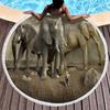 Wild Elephant Round Beach Towel,Microfiber Sand Resistant Beach Blanket,Soft Absorbent Quick Dry Portable Pool Towel Picnic Mat