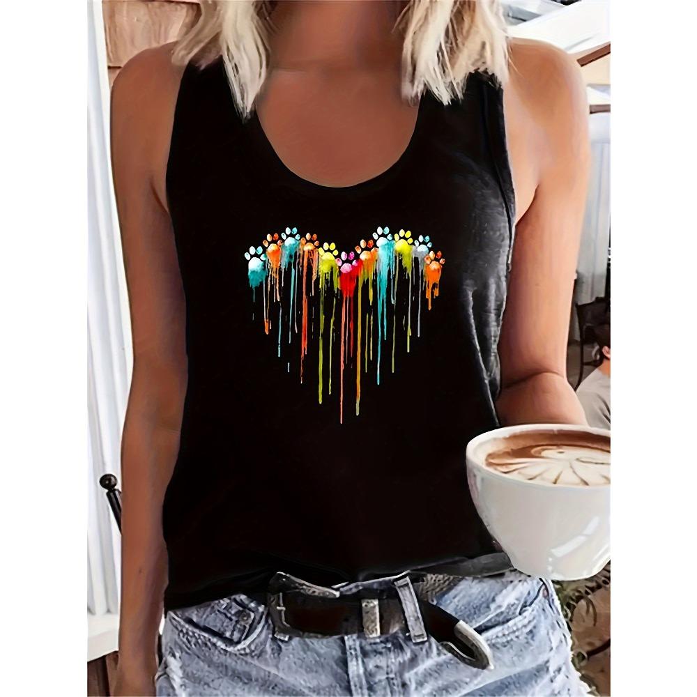 Printed Summer Women's Loose and Personalized Dream Catcher Mesh Printed Vest Top T-shirt Comfortable Sleeveless