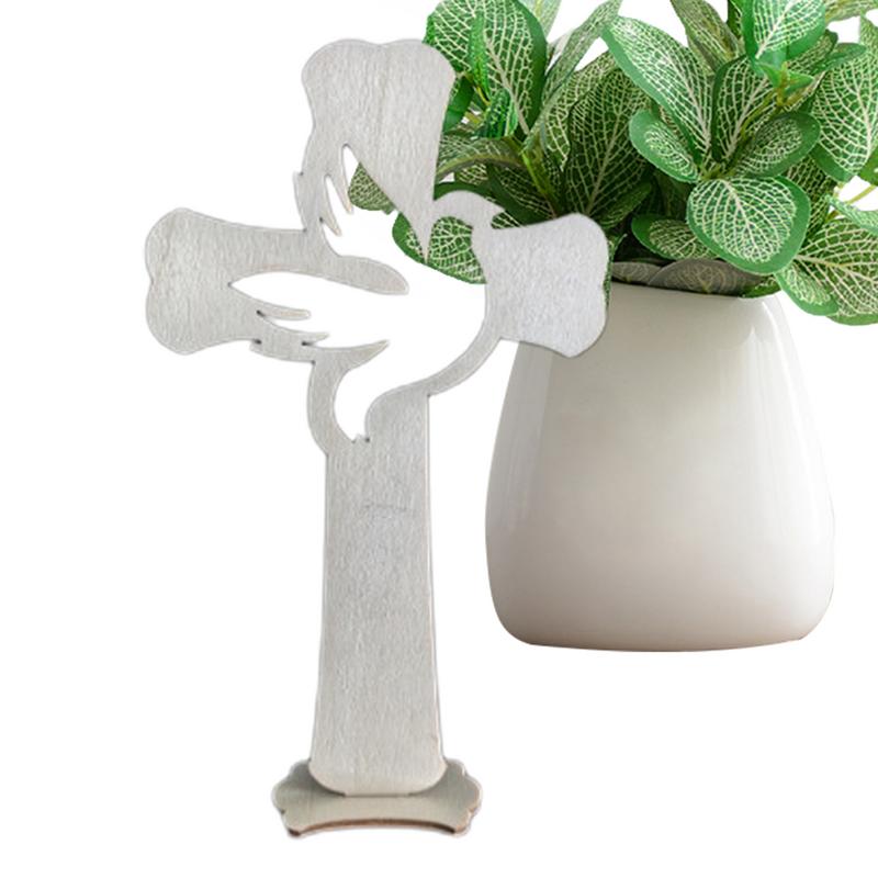 10PCS Wooden Crosses Standing Candlestick Projection Jesus Crucifix Christian Baptism Table Centerpieces First Communion Decor