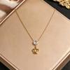 Europäische und amerikanische Edelstahl-Anhänger Halskette exquisite leichte Luxus-High-End-Accessoires Zirkon Fransen Schlüsselbein Kette