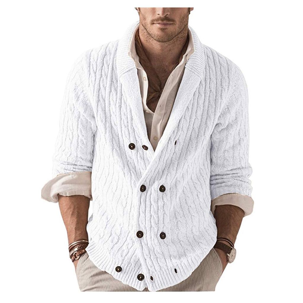 And Winter Men's Fashion Loose Cardigan Warm Lapel Hooded Jacket Sweater Knitted Coat