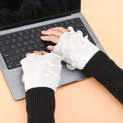 Ruffle False Sleeves Detachable Cuff Sleeves Elastic Lace Wrist Cuffs for Sweater Dress Blouses Wrist Decors Cuff Decors