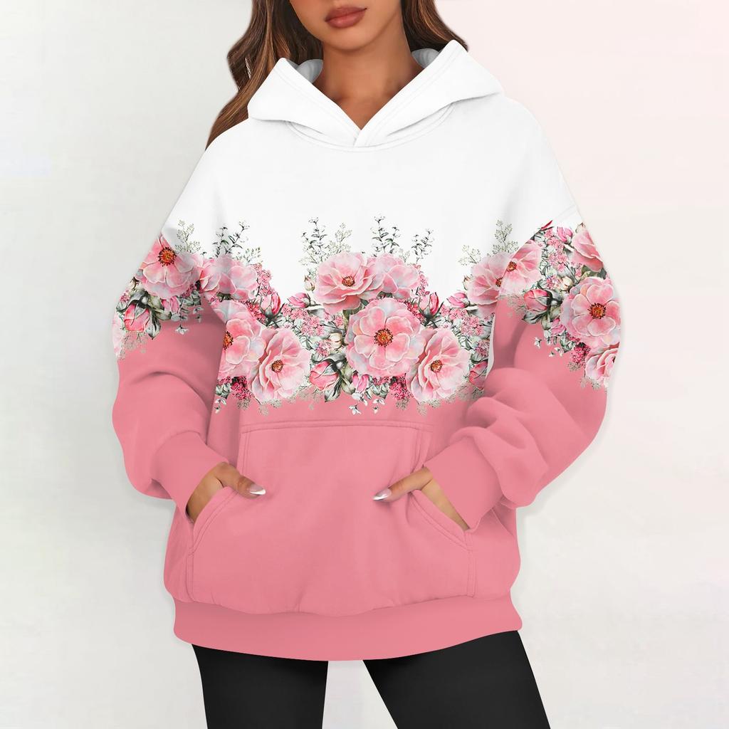 Hanorace largi pentru femei, hanorace din fleece, pulovere cu mânecă lungă, ținute cu buzunar