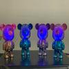 Handheld Fan Plastic Portable USB Rechargeable Bear Shaped Air Fan for Desktop Dormitory Blue Green