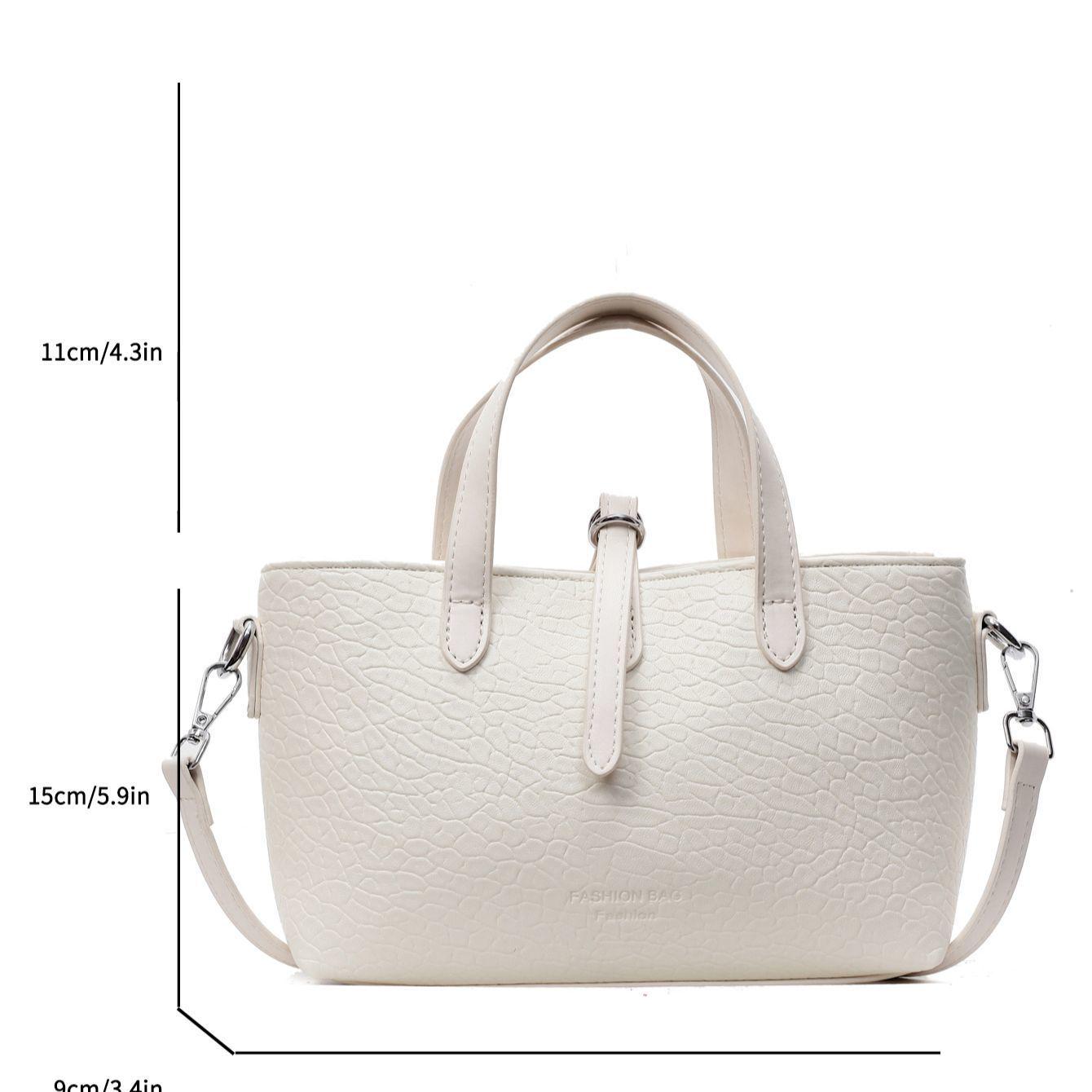 

2025 Women s French Style Handbag: Versatile Sweet Casual Crossbody & Shoulder Bag All-Season Soft Leather бежевый