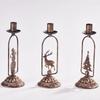 Set of 3 Stylish Metal Candle Stand with Seasonal Design Iron Texture Perfect for Indoor Outdoor Christmas Celebration