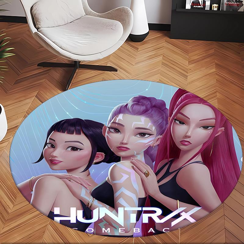 Huntrix (48) Round Office Rug Decorative Floor Rug for Office Bedroom Living Room and Home Space